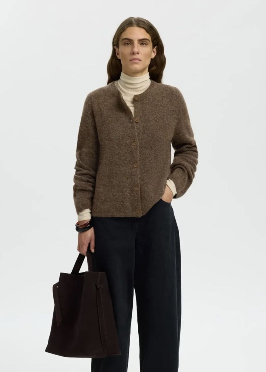 Selected Femme Lulu Knit Cardigan Dachshund Melange