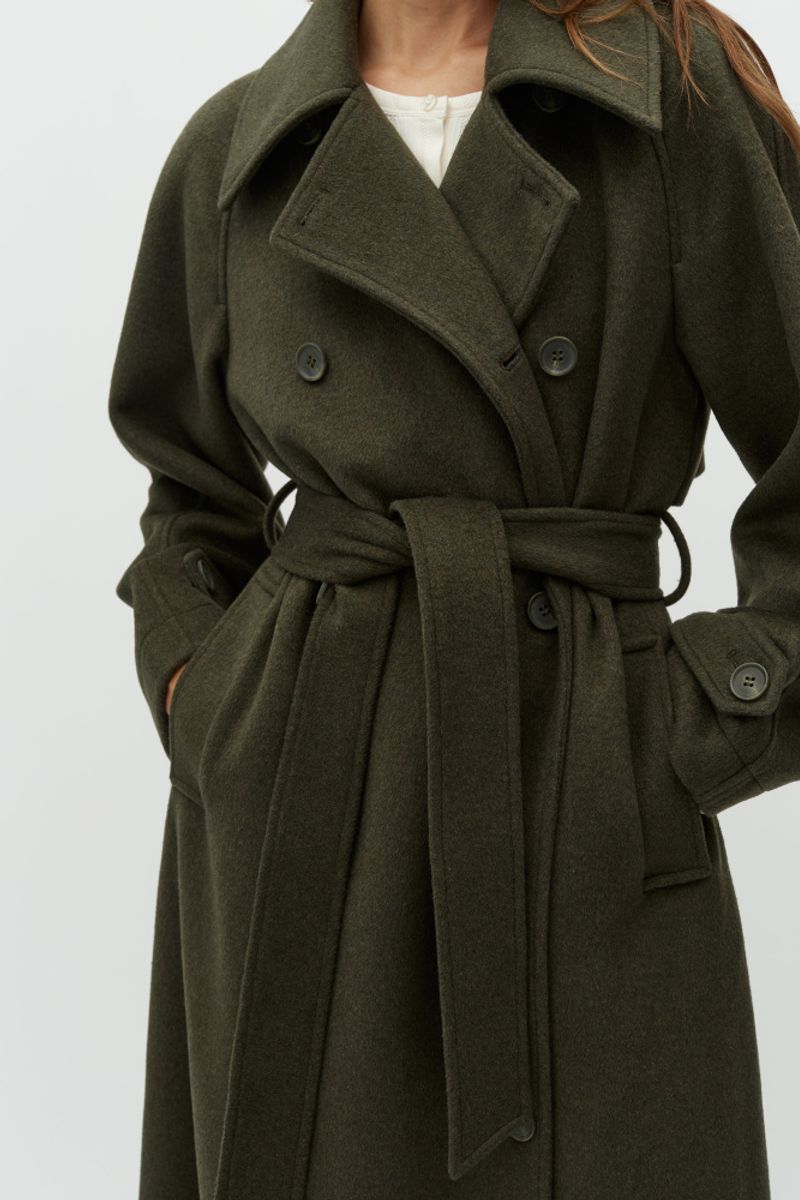 MbyM Odonna Coat Dusty Olive Melang Kåpe