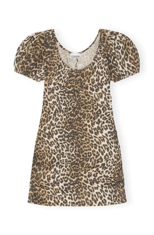Ganni Leo print minidress U-neck
