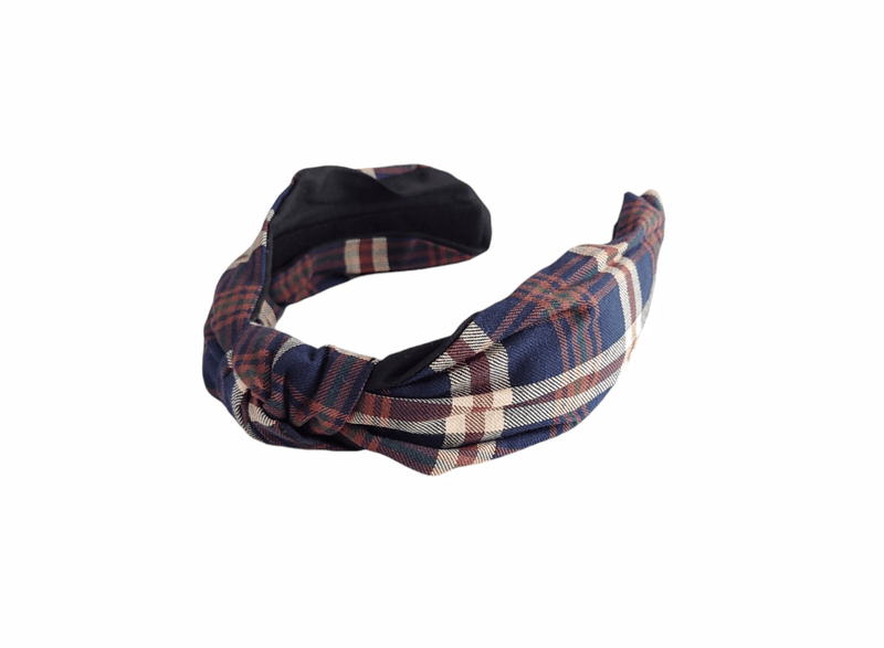 Noma Hårbøyle Knute Med Ruter Navy/brun/lys beige