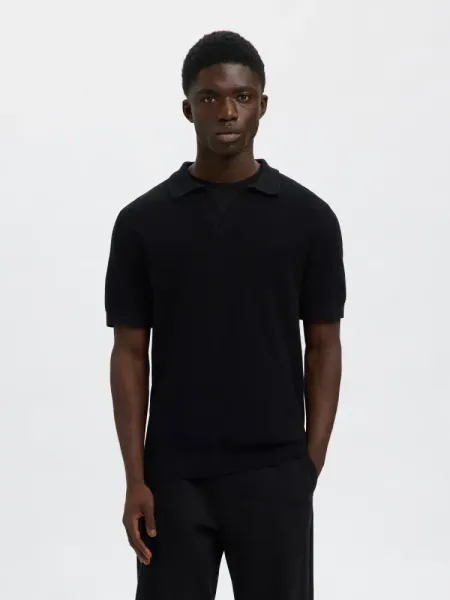 Hovedbilde Selected Homme COLIBRI SS KNIT STRUCTURE OPEN POLO Black 