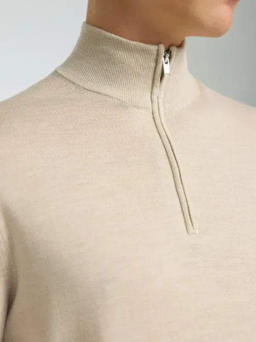 Hovedbilde SELECTED HOMME Tray Zip  Merino genser Outmeal Melange