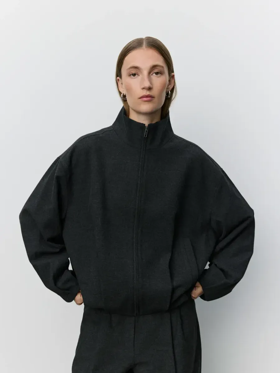 Sofie Schnoor Becky Suting Bomber Jacket Dark Grey