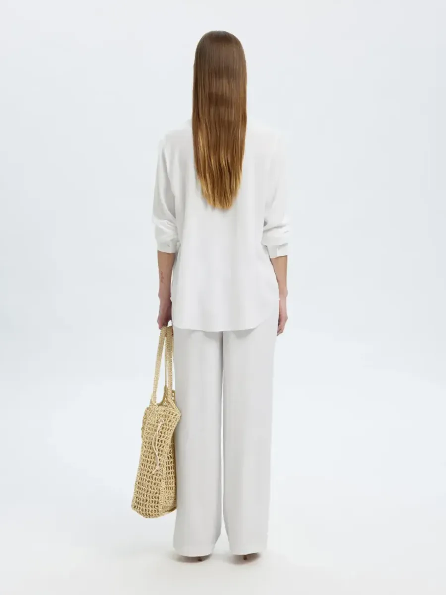 Selected Femme Viva-Gulia Long Sun Pant White