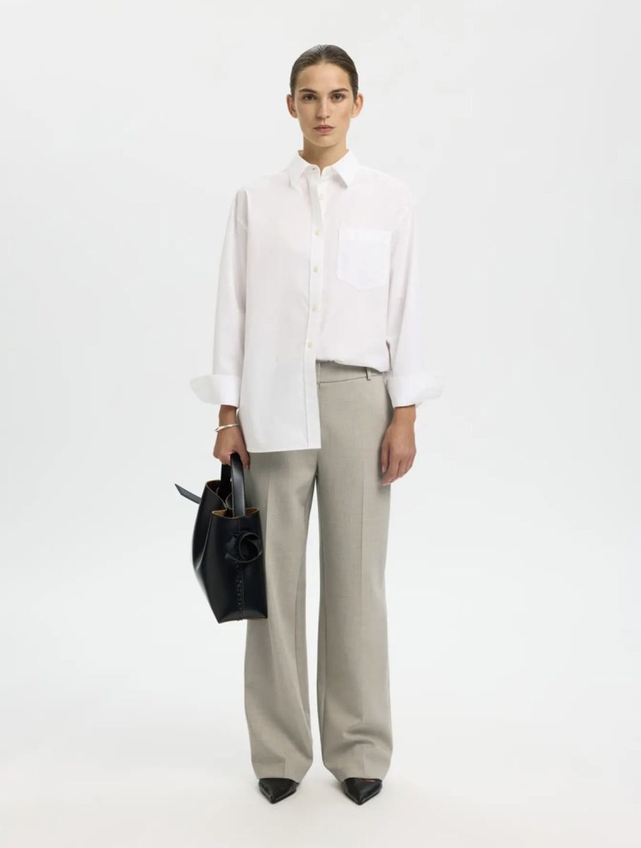 Selected Femme Rita Wide Pant Melange Island Fossil