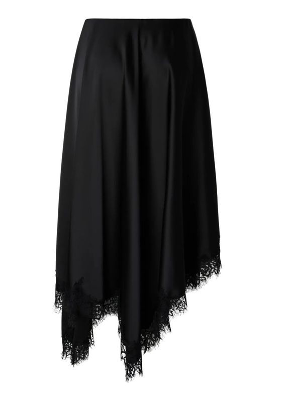 YAS Florian Lace Satin Long Shirt Black 