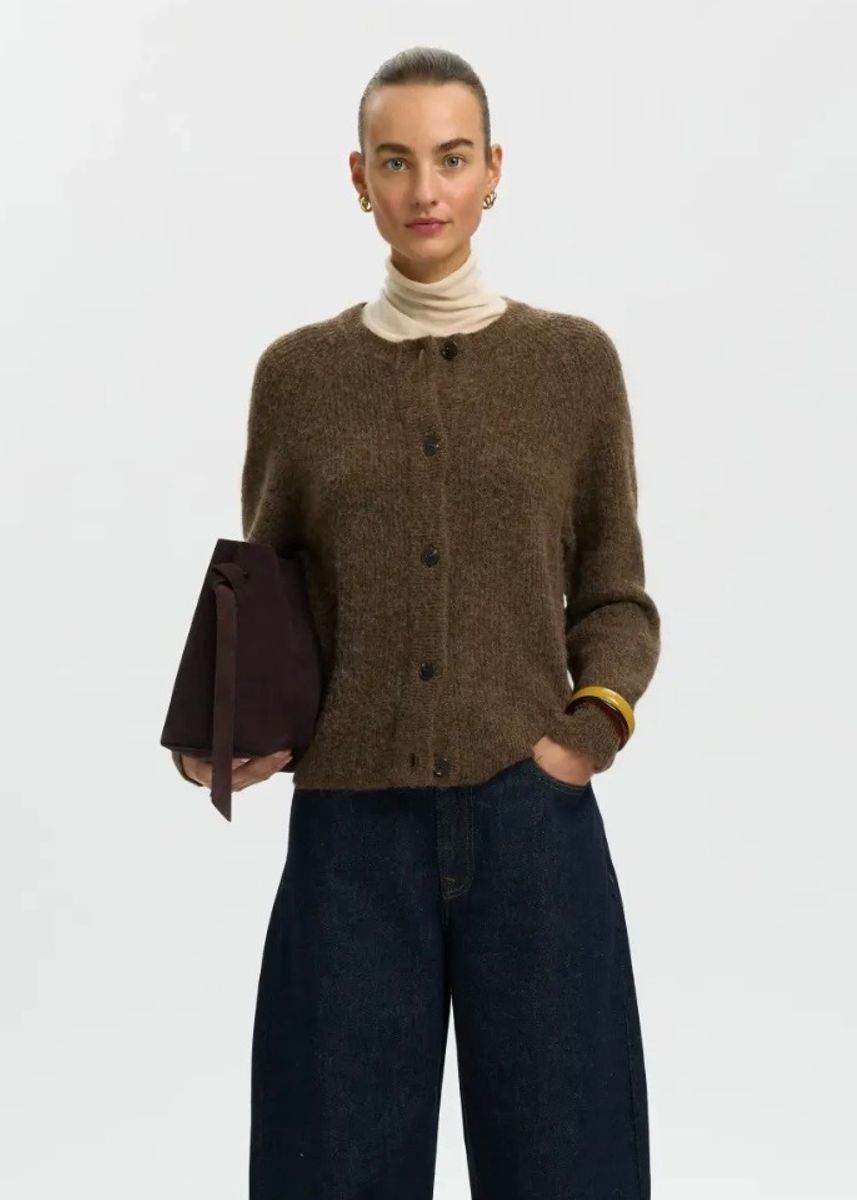Selected Femme Lulu Knit Cardigan Dachshund Melange