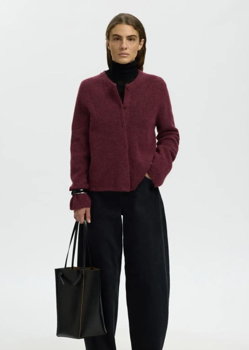 Selected Femme Lulu Cardigan Tawny Port Melange