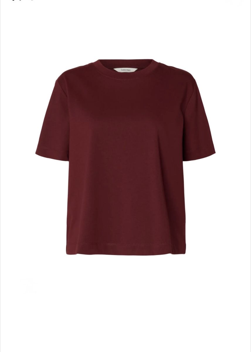 Selected Femme Boxy Tee Tawny Port