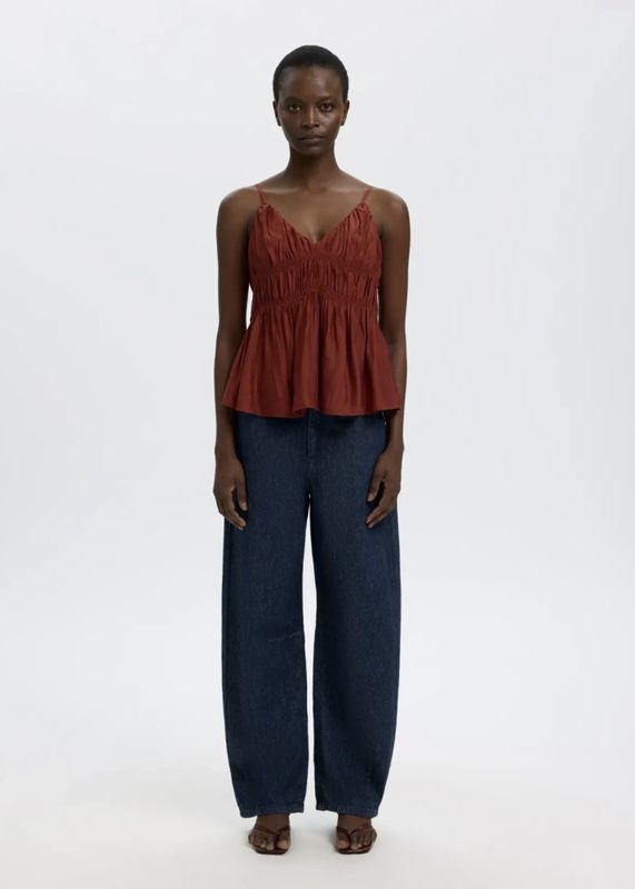 Selected Femme Loose Barrel Hanny Jeans Dark Blue Denim 