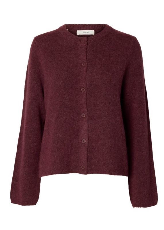 Selected Femme Lulu New Knit  Cardigan Tawny Port/Melange 
