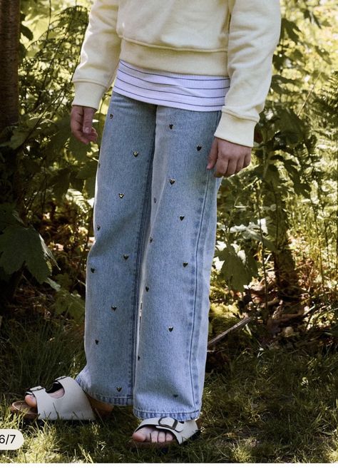 Hovedbilde Name It Rose Wide Heart Studs Jeans Light Blue Denim