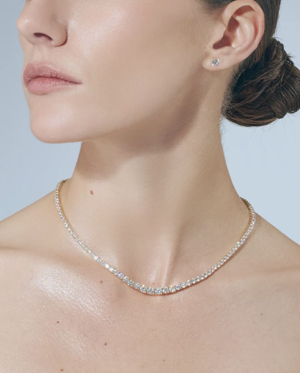 ANI Jewels Dropped Tennnis Necklace Gold 