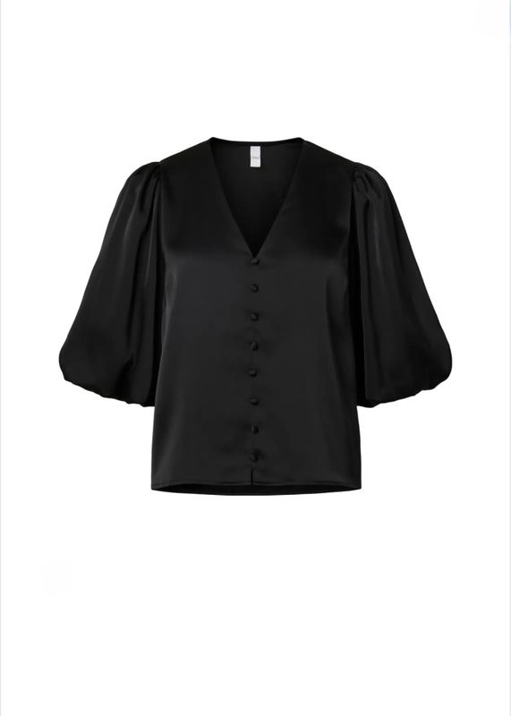 YAS Pella 2/4 V-Neck Topp Black 