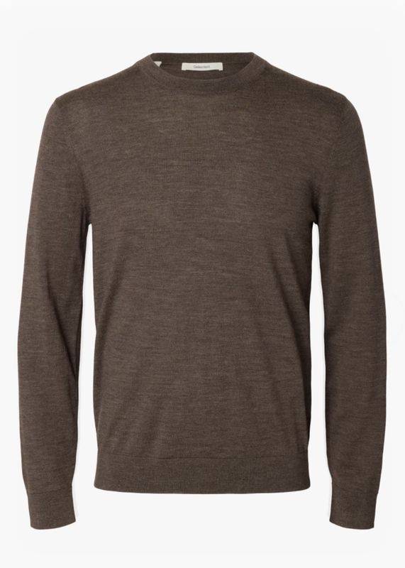 Selected Man Tray Knit Merino Crew Delicioso 100% Merinoull