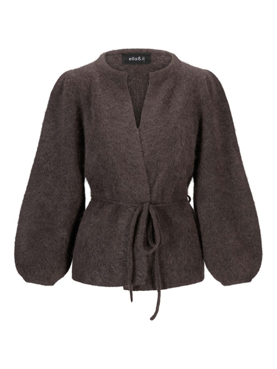 Ella &Il  Fredrikke Chunky Cardigan Dark Brown
