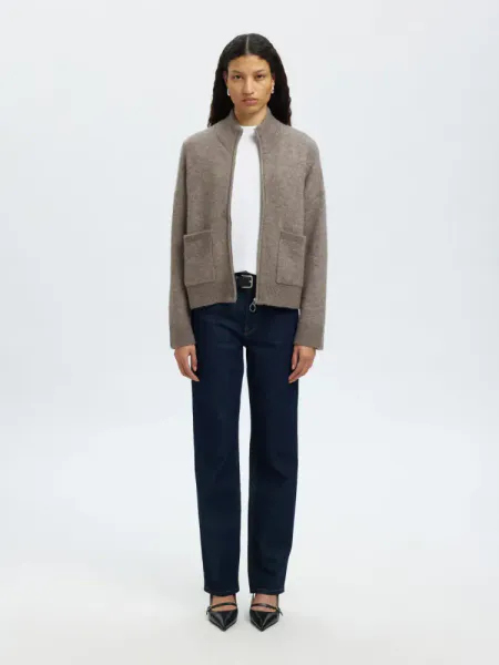 Hovedbilde Selected Femme Sia Ras Knit Zipper Cardigan Steel Grey ...