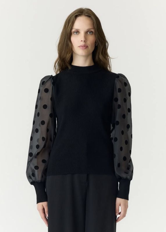 YAS Dotme Pullover Black