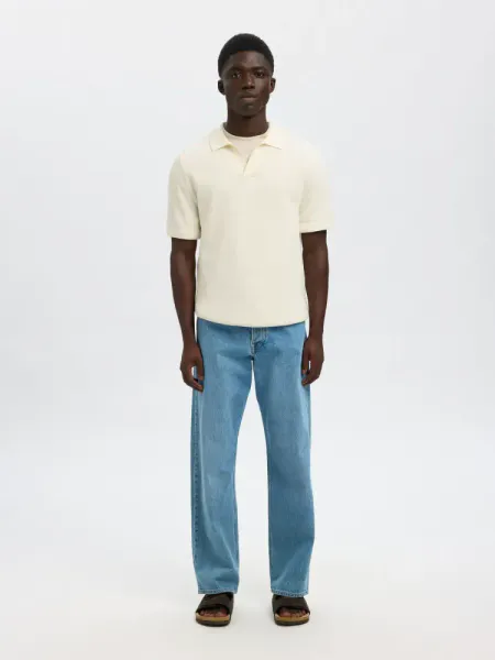 Hovedbilde COLIBRI SS KNIT STRUCTURE OPEN POLO Egret
