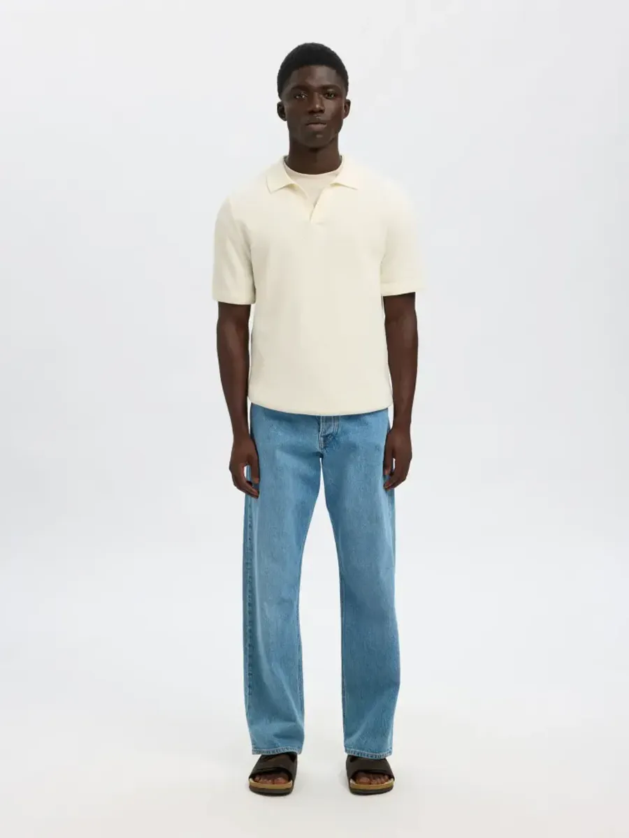 COLIBRI SS KNIT STRUCTURE OPEN POLO Egret