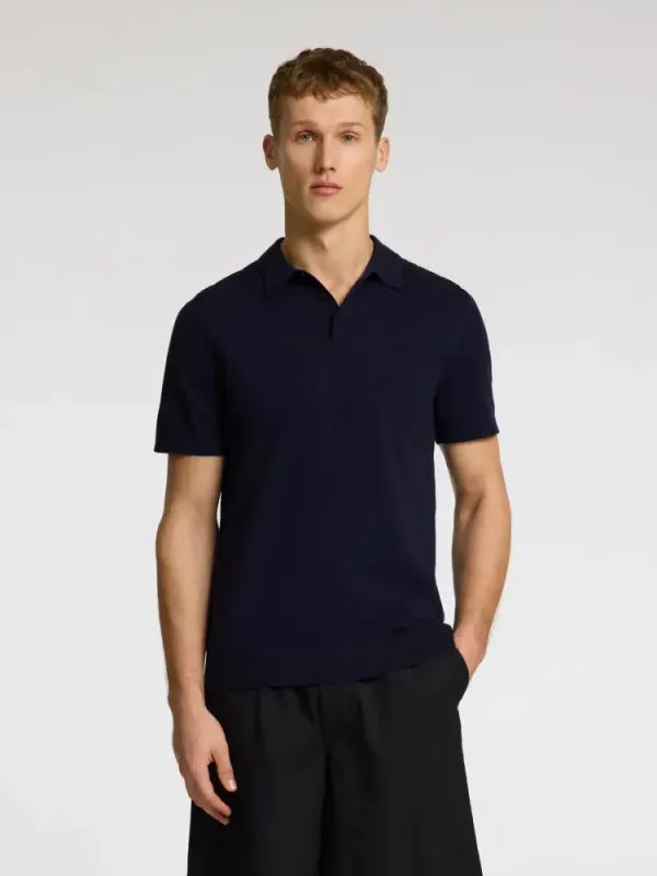 Selected Homme Berg Knit Polo Navy Blazer/Melange