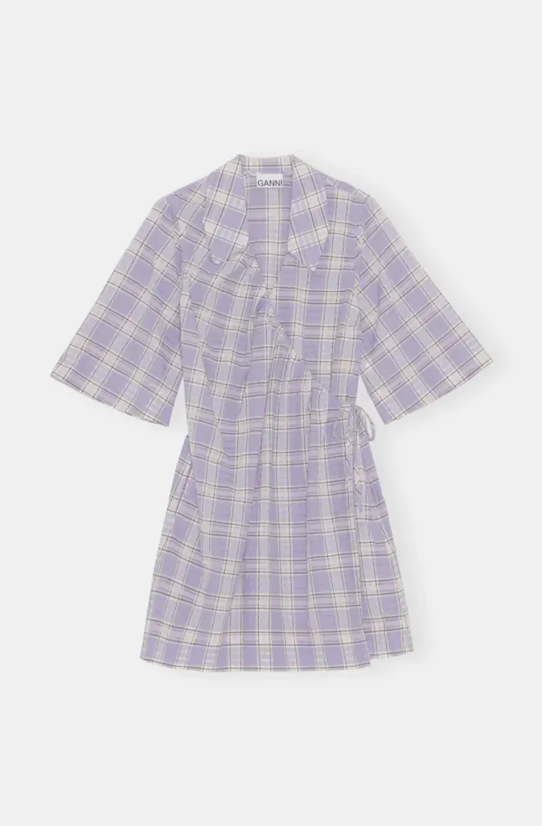 GANNI dress check persian violet