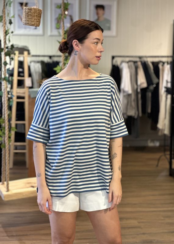 byBasic Boatneck  Raw white/denim blue 73