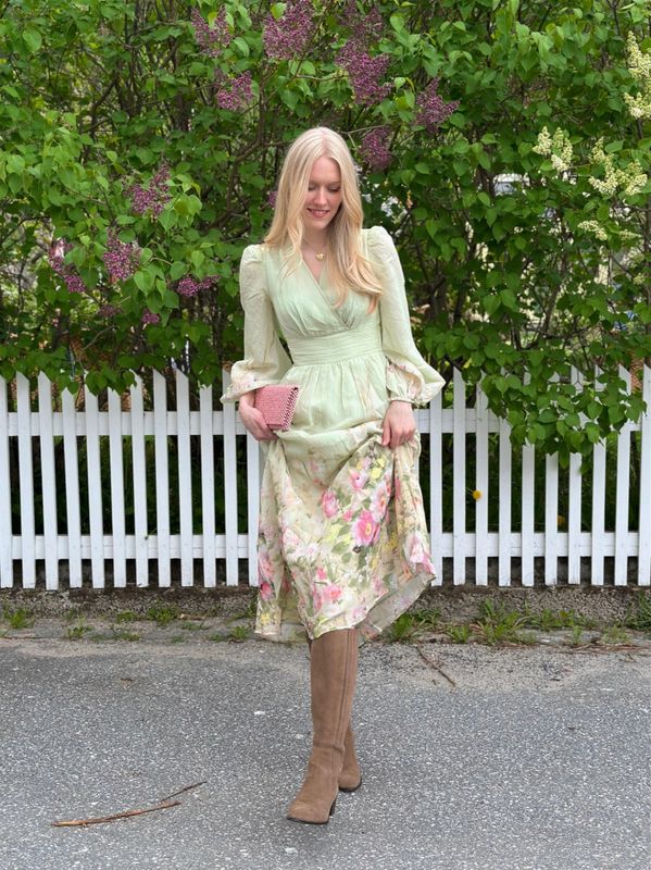 byTiMo Viscose V-Neck Dress Growing Garden