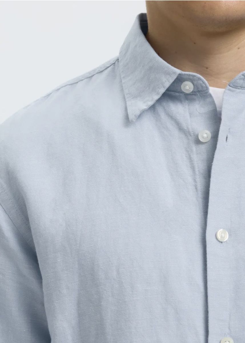 Selected Homme Claus Clay Linenblend Dusty Blue Mixed w. White