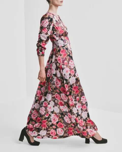 Hovedbilde byTiMo Satin Button Down Dress Midnight Roses