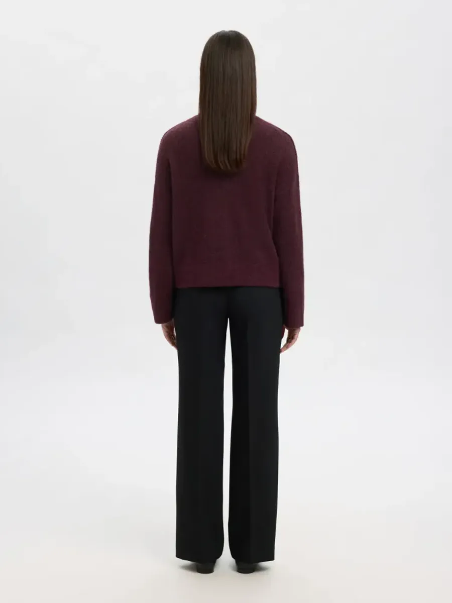Selected Femme SIA RAS ZIPPER CARDIGAN FIG MELANGE