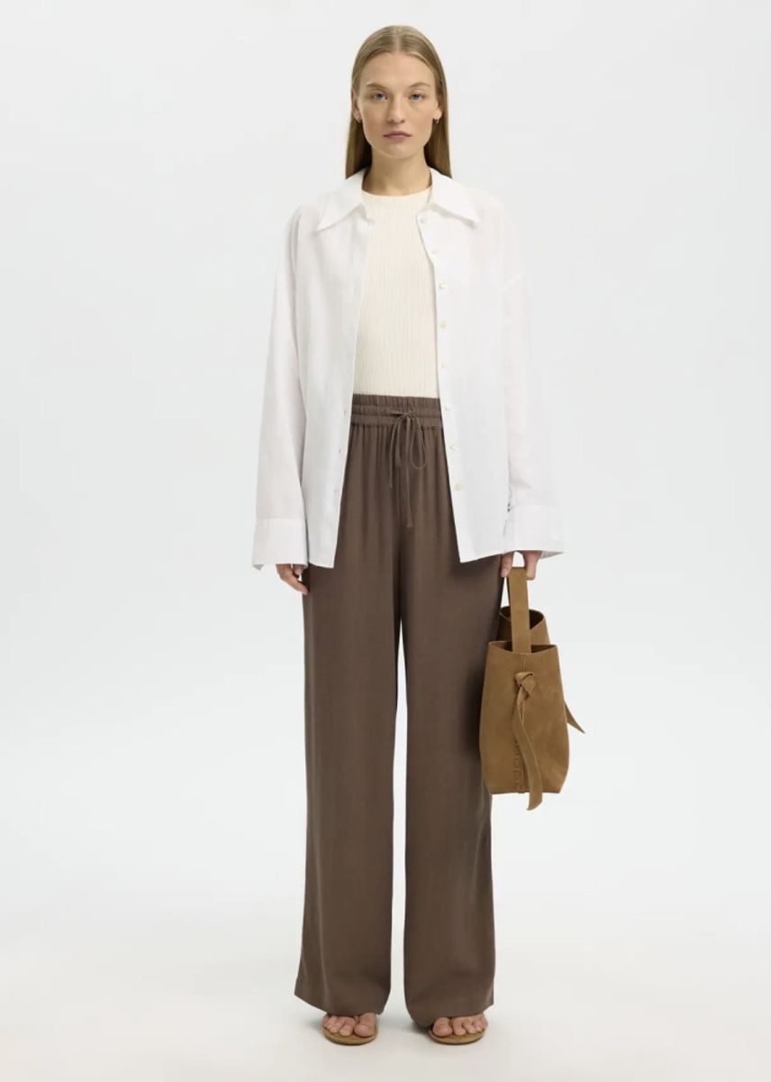 Selected Femme Viva Gulia Long Sun Pant Chocolate Chip