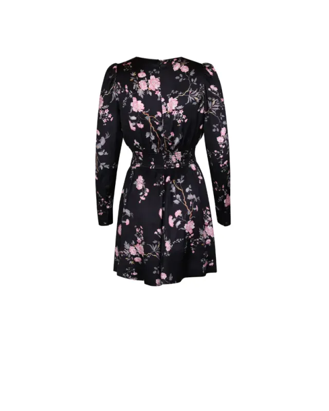 Satin Mini Dress Midnight Garden