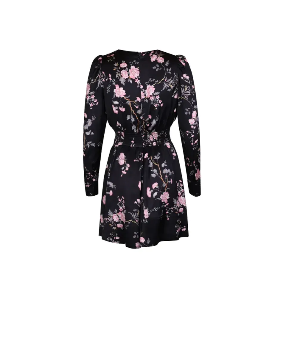 Satin Mini Dress Midnight Garden