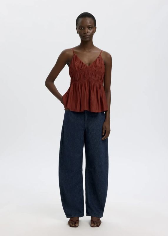 Selected Femme Loose Barrel Hanny Jeans Dark Blue Denim 