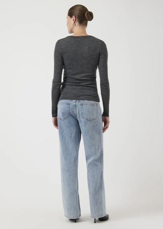 YAS Woolin Wool Genser Dark Grey Melange