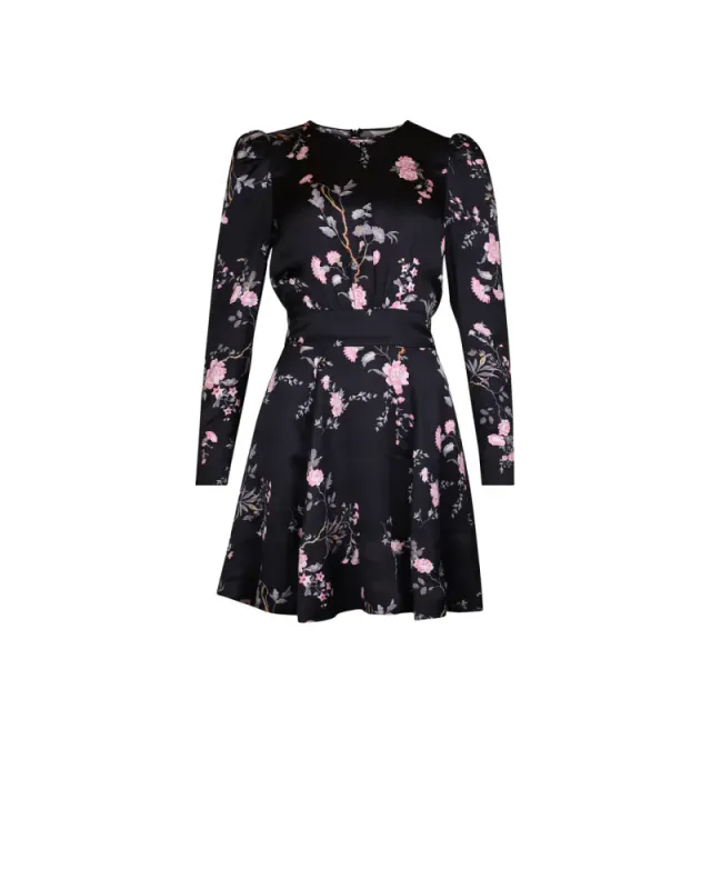 Satin Mini Dress Midnight Garden