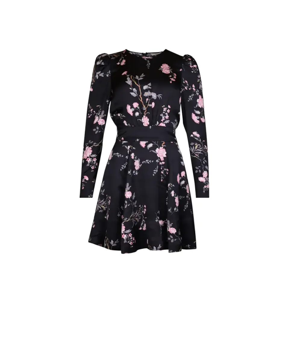 Satin Mini Dress Midnight Garden