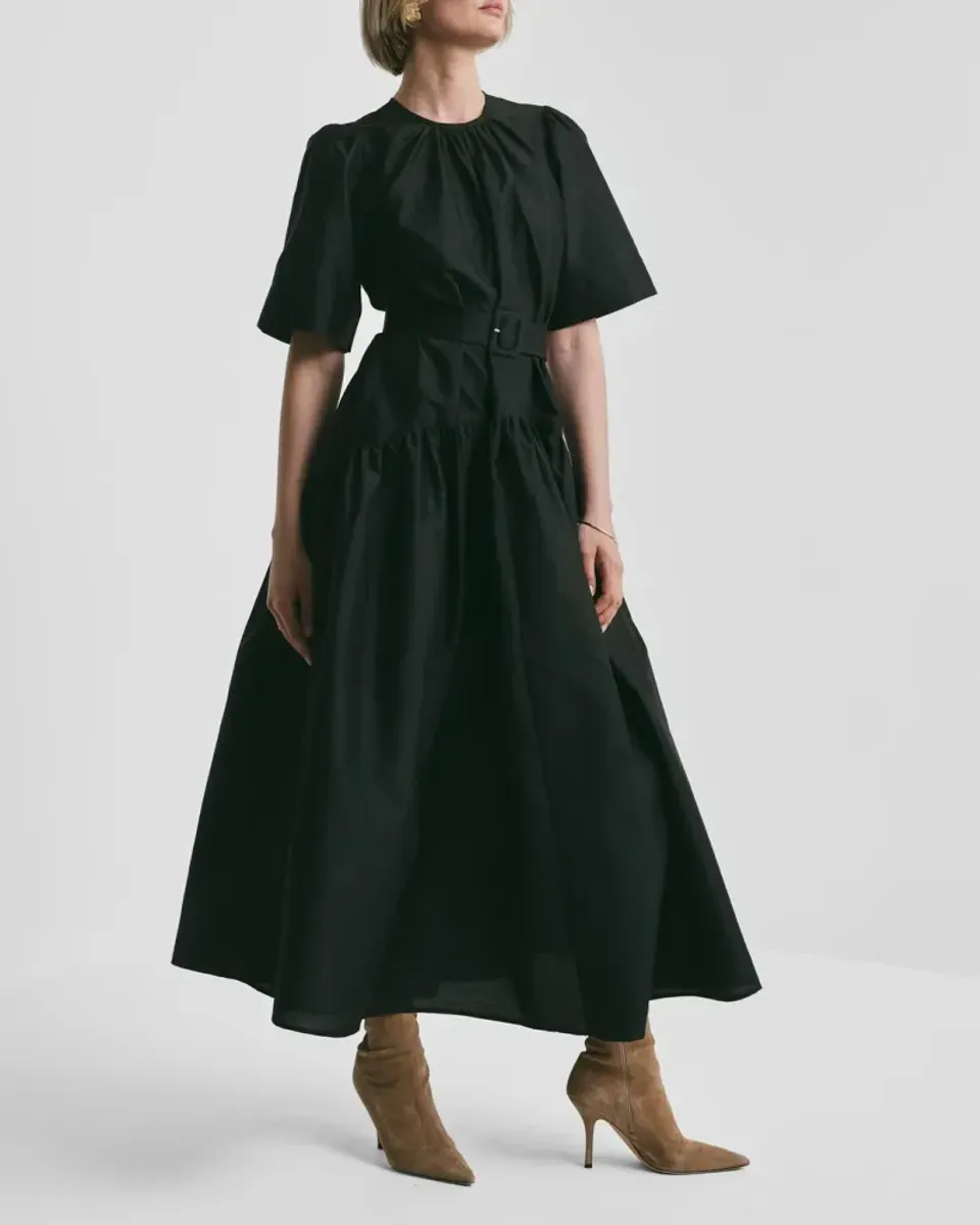 byTiMo Taffeta Belt Dress Black