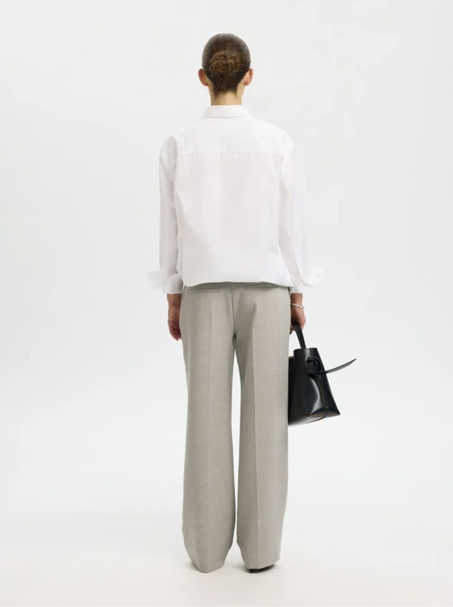Selected Femme Rita Wide Pant Melange Island Fossil