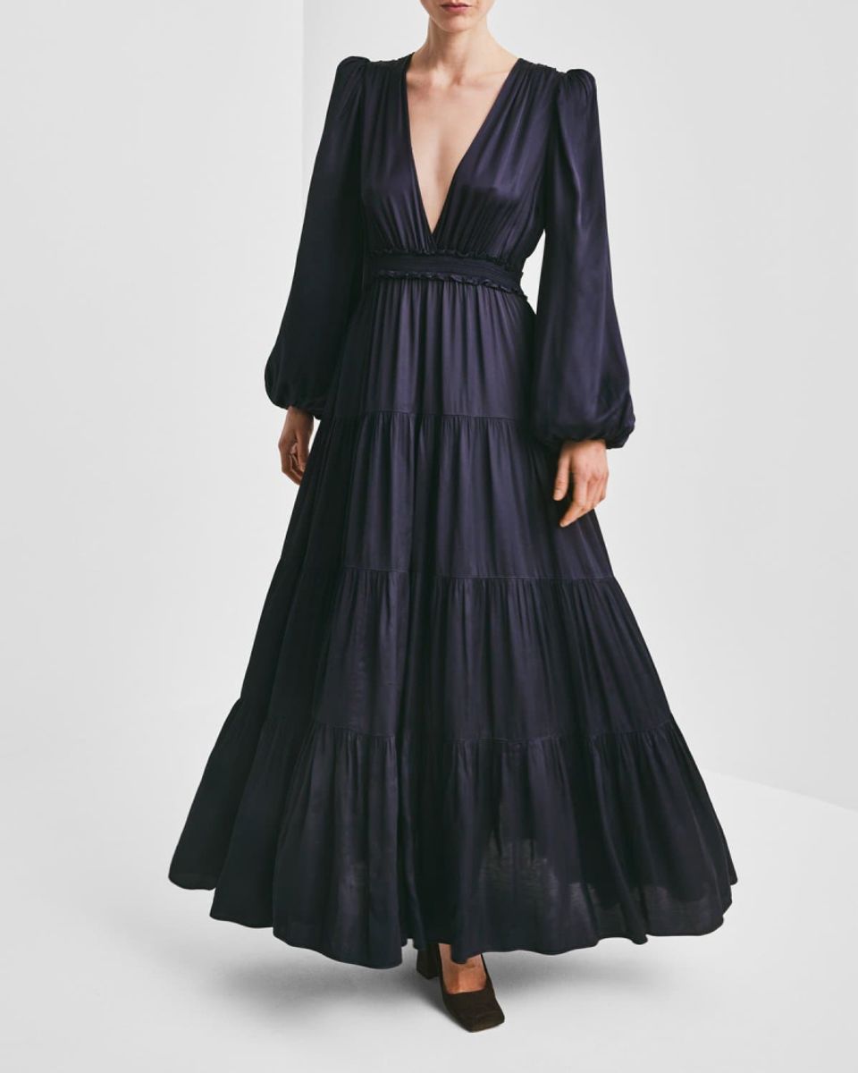byTiMo Satin Dress Dark Blue