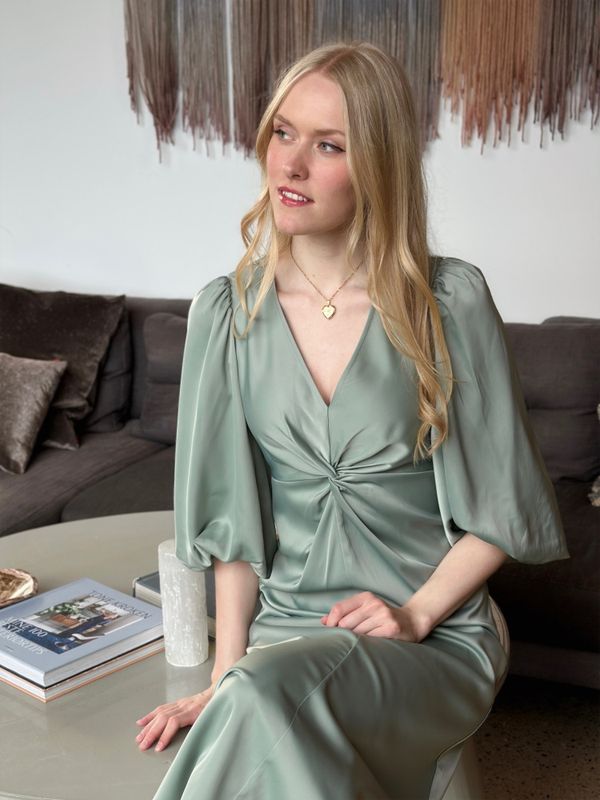 YAS Thea Long Dress Green Milieu