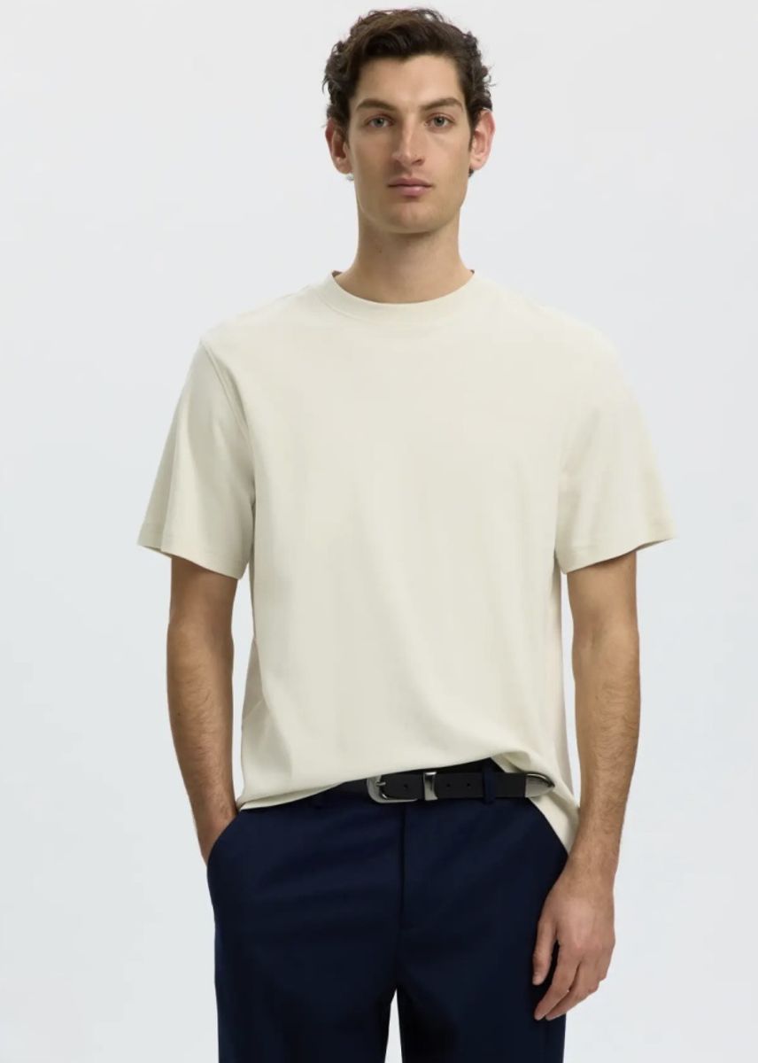 Selected Homme Tai Peach O-Neck Silver Birch