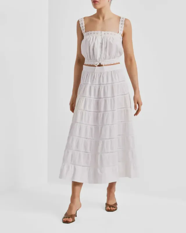 by TiMo Poplin Decorated Skirt White