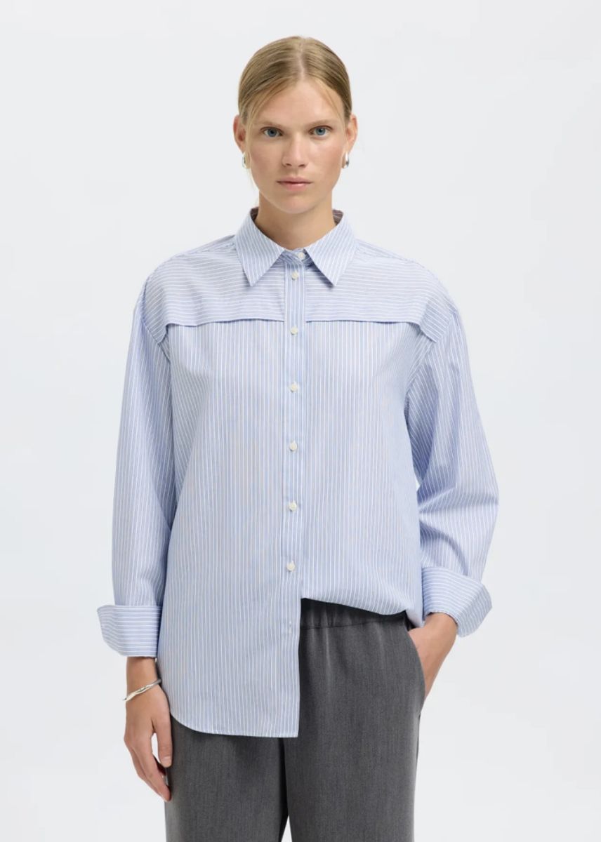 Selected Femme Allison Overshir Shirt Cashmere Blue Stripes