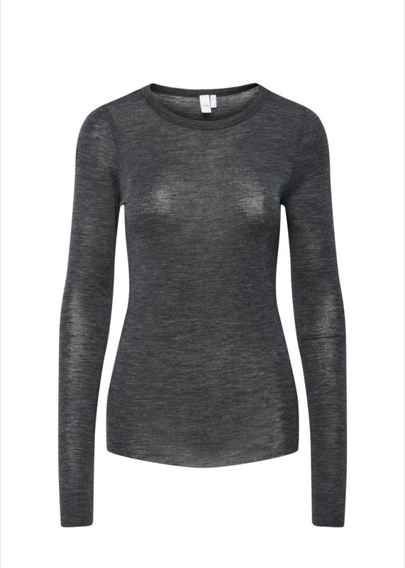 YAS Woolin Wool Genser Dark Grey Melange