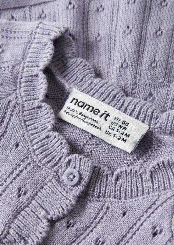 Name It Oxenia Knit Cardigan Heirlom Lilac 100% økologisk bomull