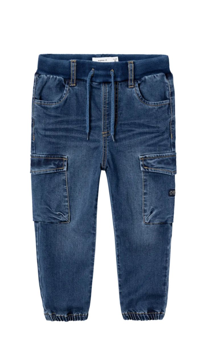 Name It Ben Baggy Cargo Jeans Dark Blue Denim