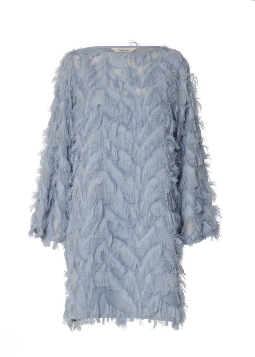 Selected Femme Myline Relaxed Boatneck Dress Dusty Blue 