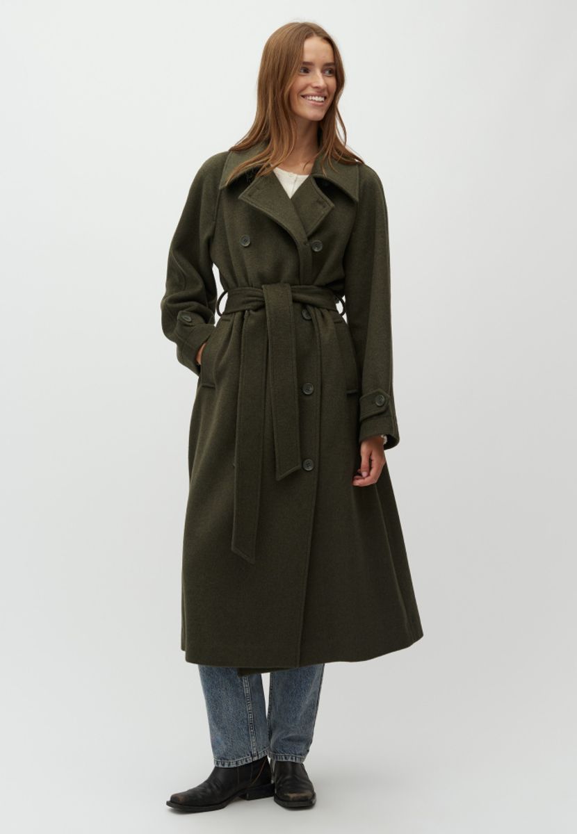 MbyM Odonna Coat Dusty Olive Melang Kåpe